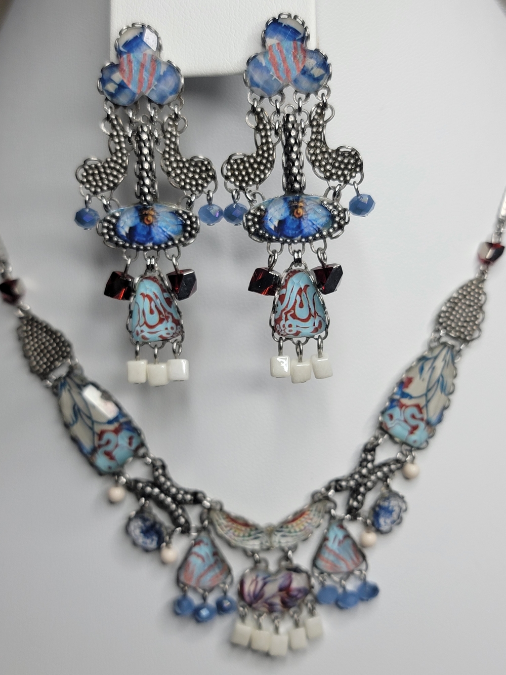 Ayala Bar "Sailing Time " Mixed-Bead & Glass Statement Necklace and Earrings Set